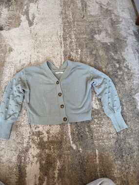Source Unknown Light Sage Cropped Button Cardigan